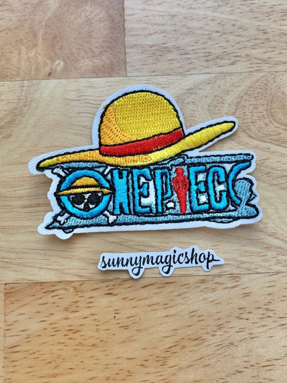 One Piece Anime Embroidered Patch Strawhat Logo Skull Blue
